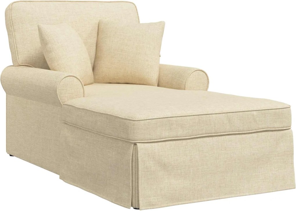 vidaXL Fotel Loungba Szoknyával párnával párnával 3 pcs Krém szövet