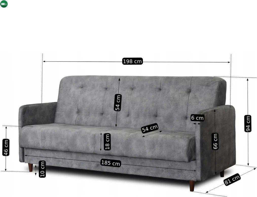 Sofa Rozkładana TIVOLI Szara