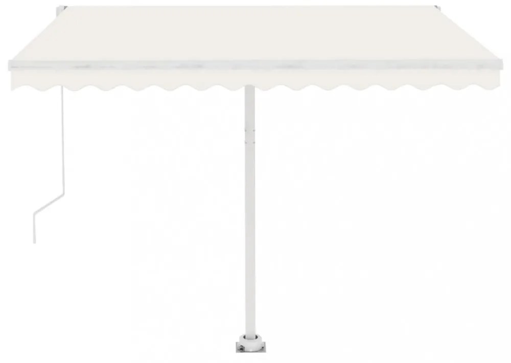 krémszínű kézzel kihúzható póznás napellenző 350 x 250 cm