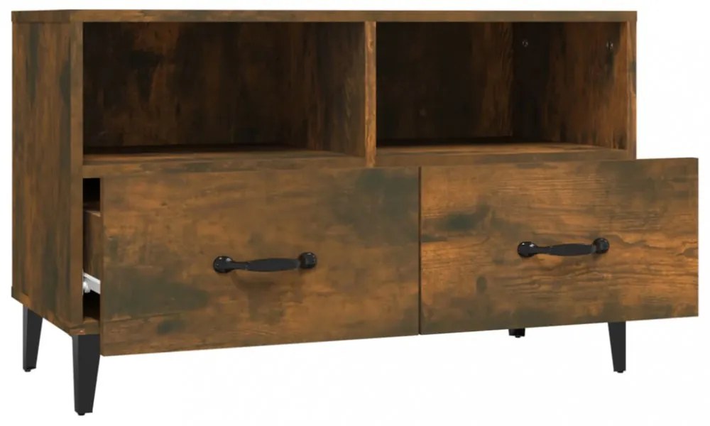 füstös tölgy színű szerelt fa TV-szekrény 80 x 36 x 50 cm