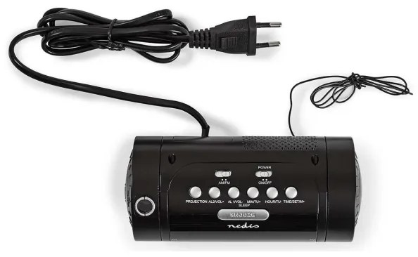 Nedis CLAR005BK - Rádiós ébresztőóra LED kijelzővel és projektorral 230V