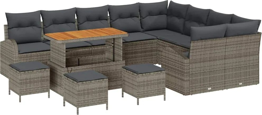 vidaXL Kerti Kanapé Szett párnával tárolóval párnával 13 pcs Szürke