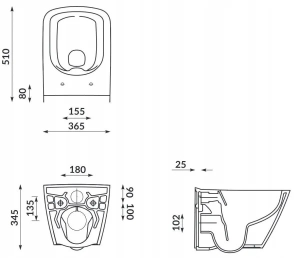 Cersanit S701-405-ECO - CITY fali WC ülőkével kerámia/fehér