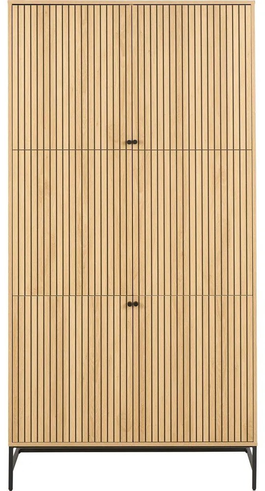 Natúr színű ruhásszekrény tölgyfa dekorral 99x200x60 cm Albany – Actona