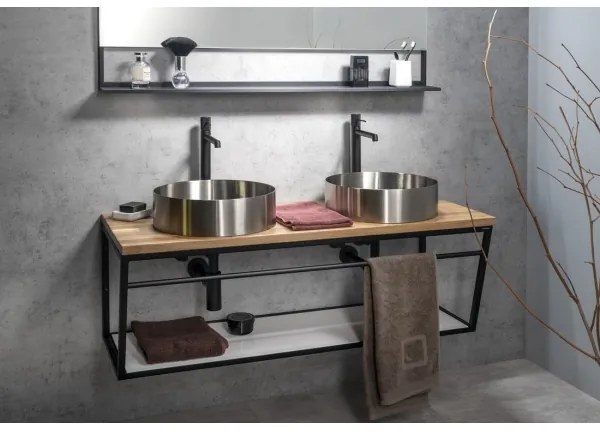 Sapho - AURUM ráültethető mosdó, átmérő 38 cm, szálcsiszolt rozsdamentes acél