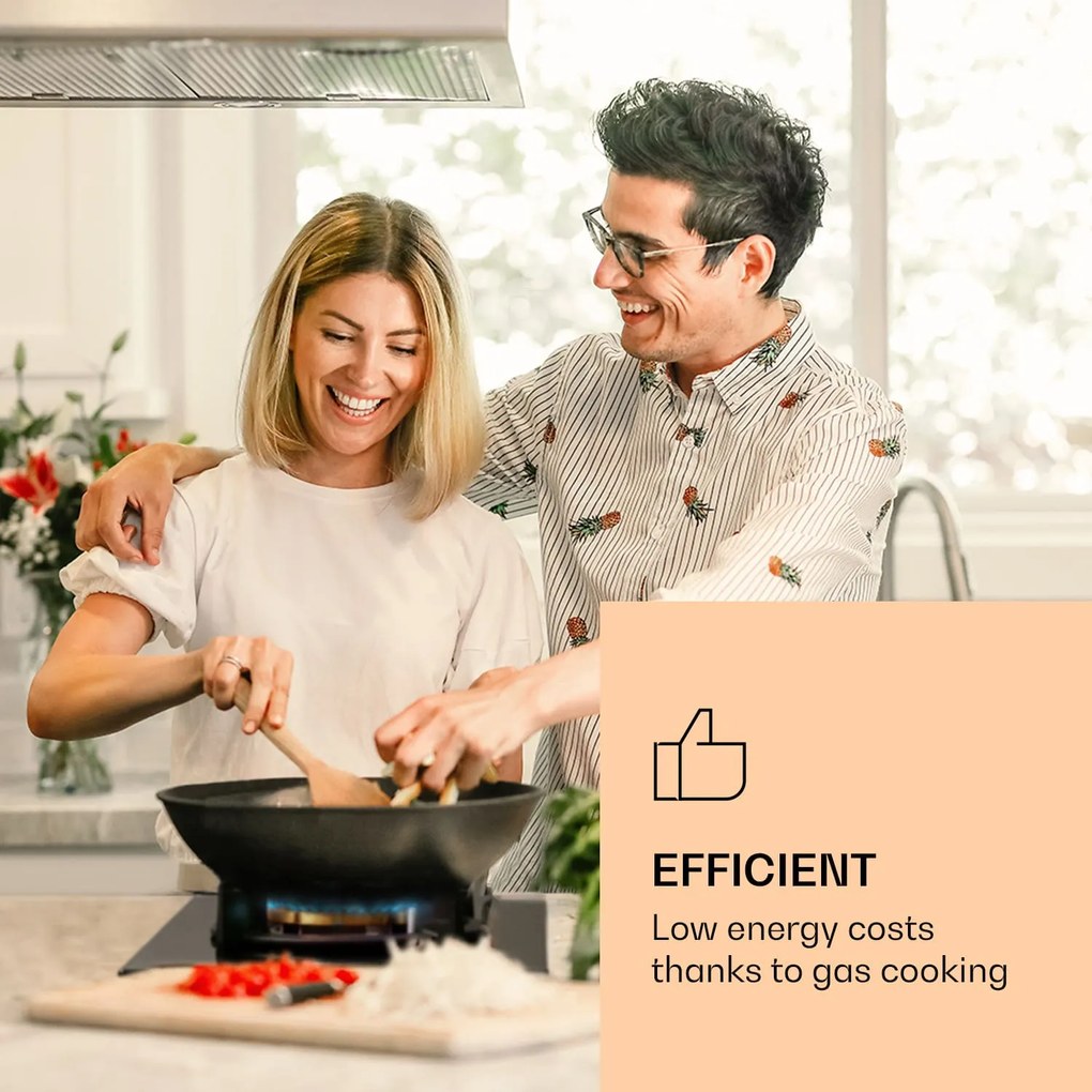 Klarstein Goldflame, gázfőzőlap, 1 wok tűzhely, üvegkerámia