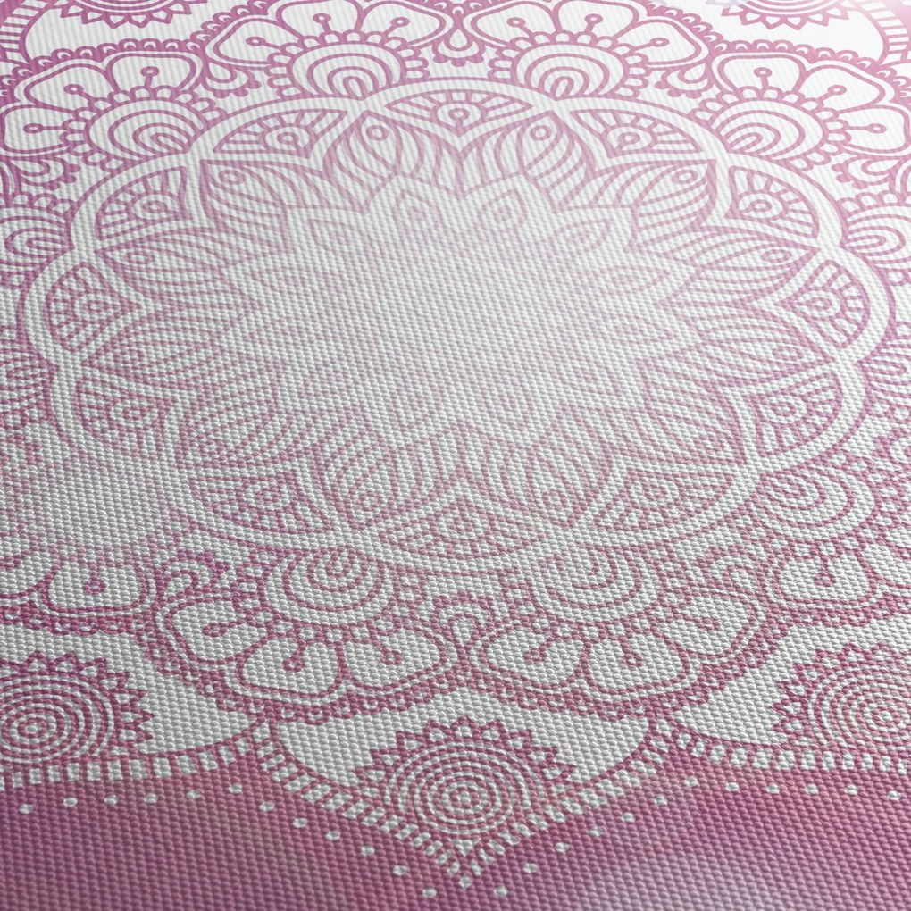 Egy mandala képe rózsaszín háttérrel (órával) (90x30 cm)