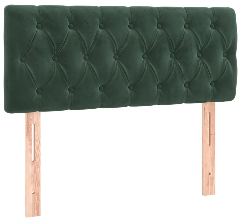 sötétzöld bársony LED-es fejtámla 90 x 7 x 78/88 cm