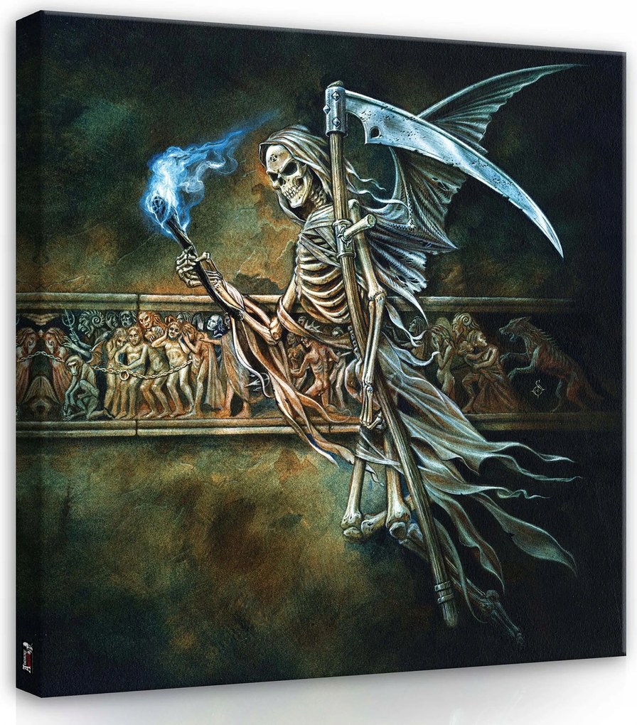 Vászonkép 40x40 Halál csontváz kasza sötétség misztikus allegória vég