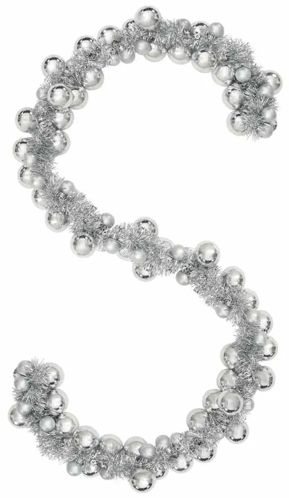 Karácsonyi gömb girland Ezüst 186 cm Polisztirol
