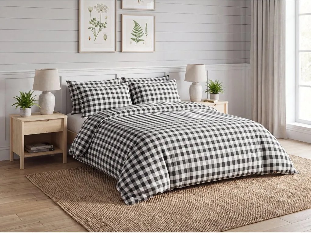 Pamut ágynemű BLACK CUBIS fekete, 100% pamut Ágyneműhuzat mérete: 70 x 80 cm | 140 x 200 cm