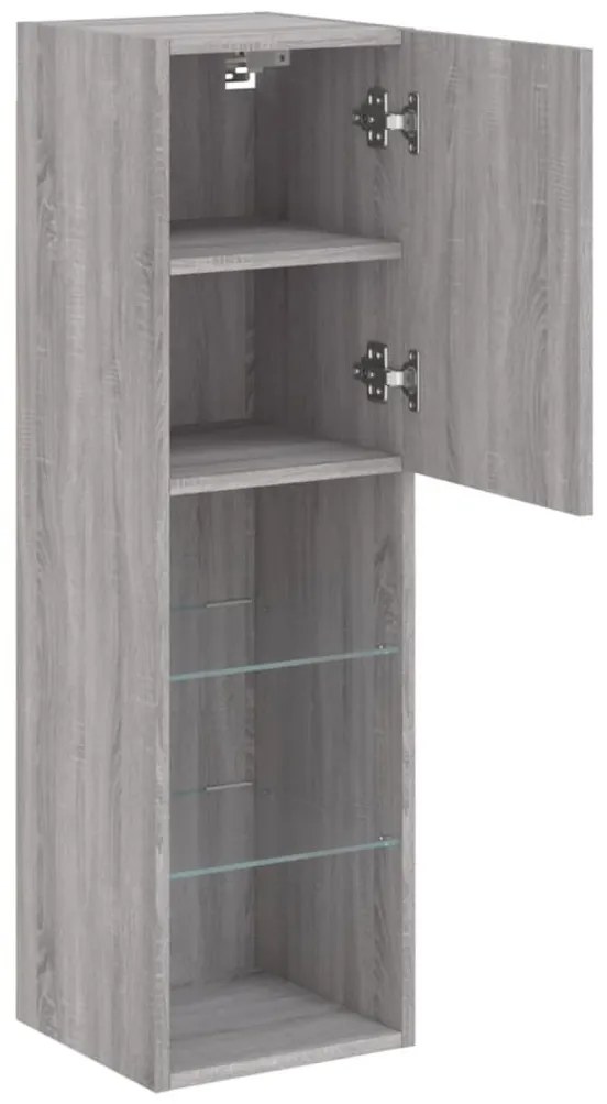 2 db szürke sonoma TV-szekrény LED-ekkel 30,5 x 30 x 102 cm