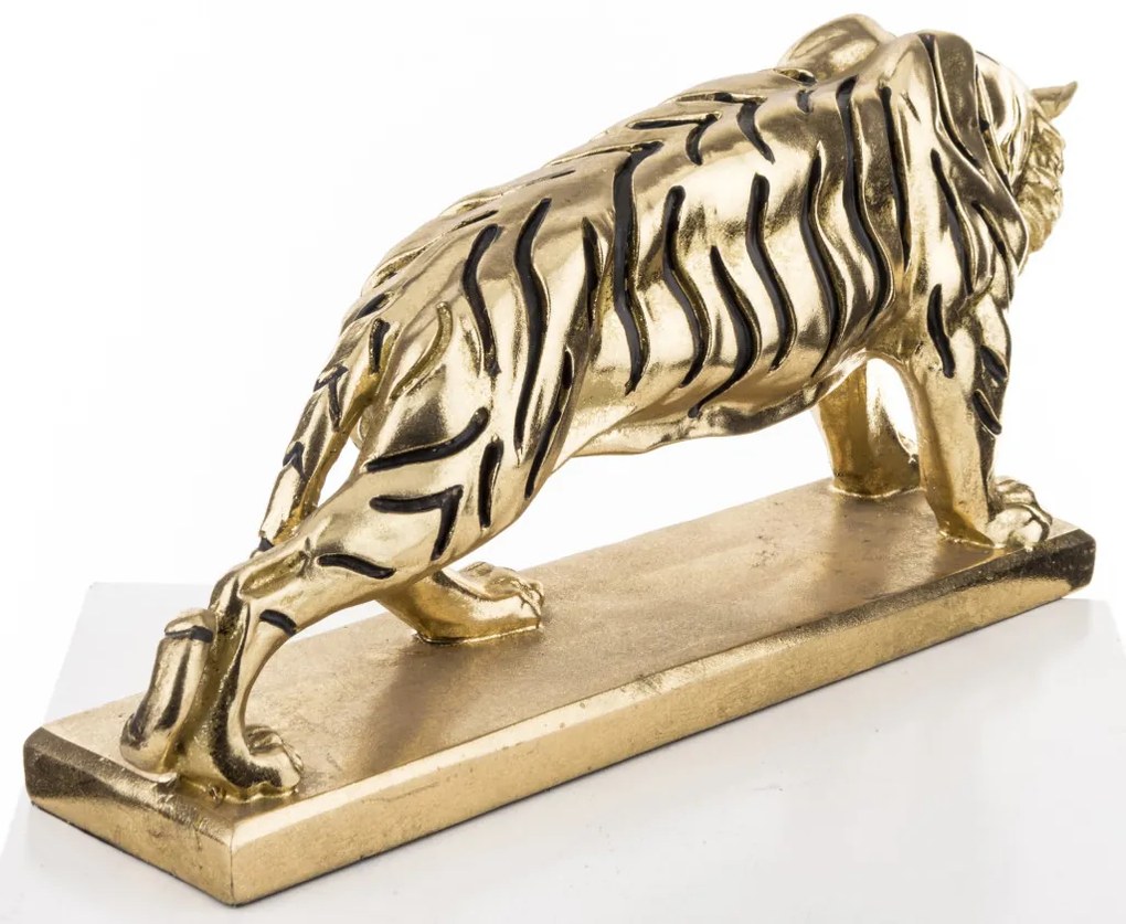 Tropical design nagy méretű arany-fekete tigris szobor otthon dekorációs figura 51x15x23,5cm