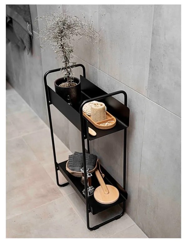 Fekete fém konzolasztal 24x48 cm A-Console – Zone