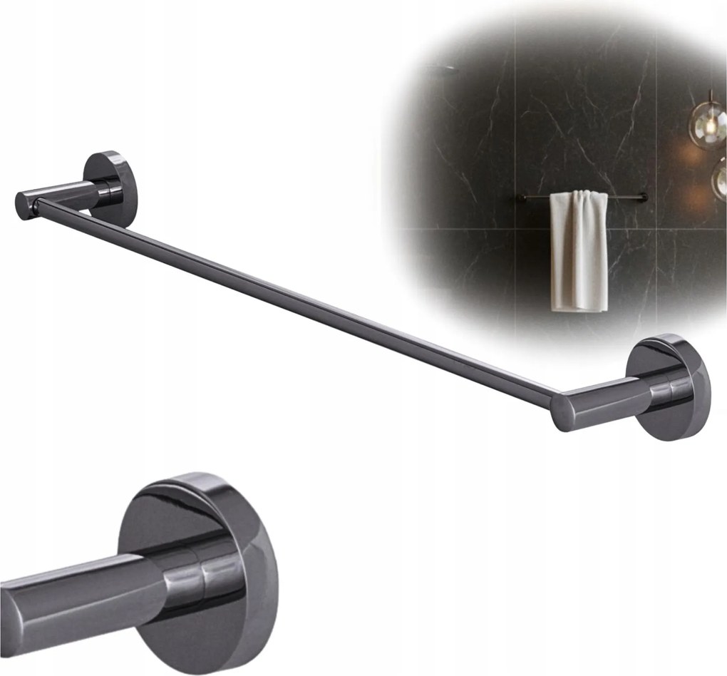 Törölközőtartó hosszú fürdőszobai akasztó gunmetal reling Kivo
