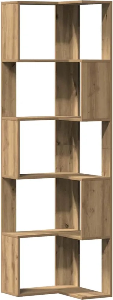 vidaXL 5 szintes szerelt fa sarok könyvespolc 50 x 50 x 179cm