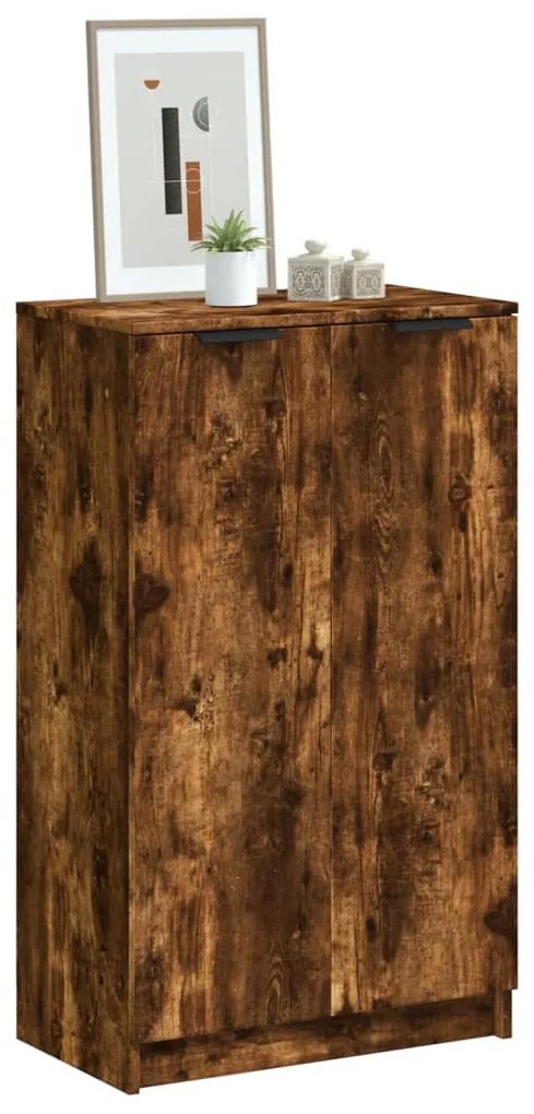 füstös tölgyszínű szerelt fa cipősszekrény 59 x 35 x 100 cm
