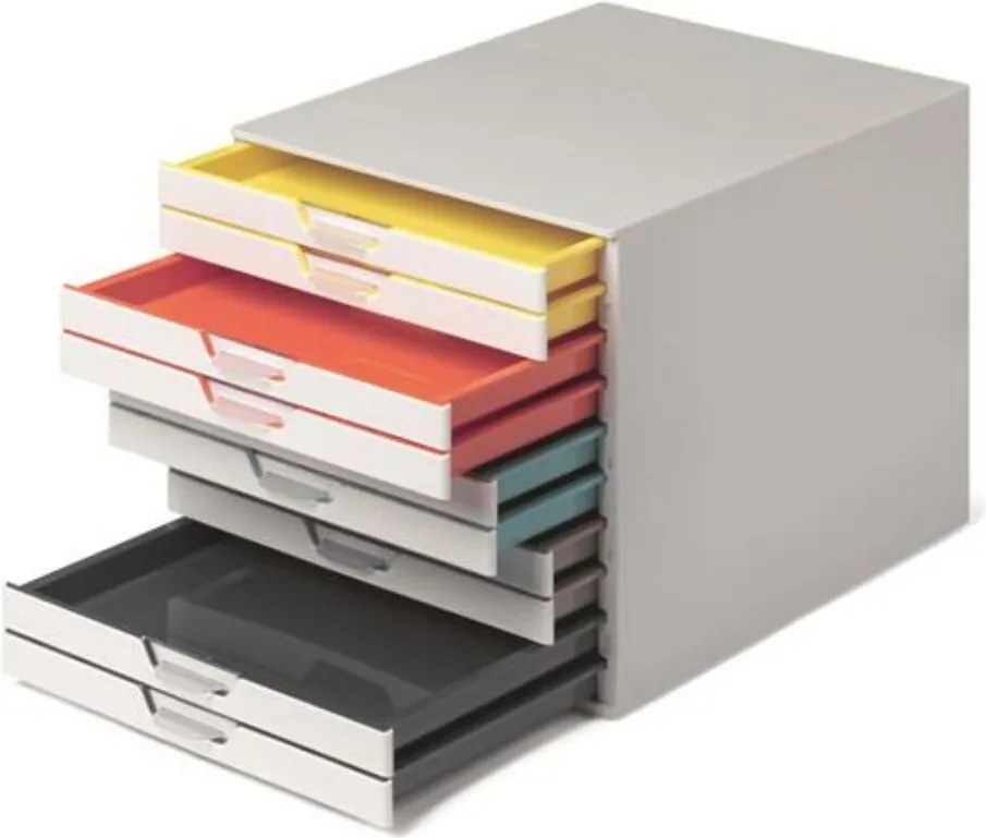 Irattároló, műanyag, 10 fiókos, DURABLE VARICOLOR® 10, fehér (DB763027)