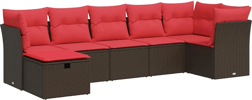 vidaXL 7 részes barna polyrattan kerti ülőgarnitúra párnákkal