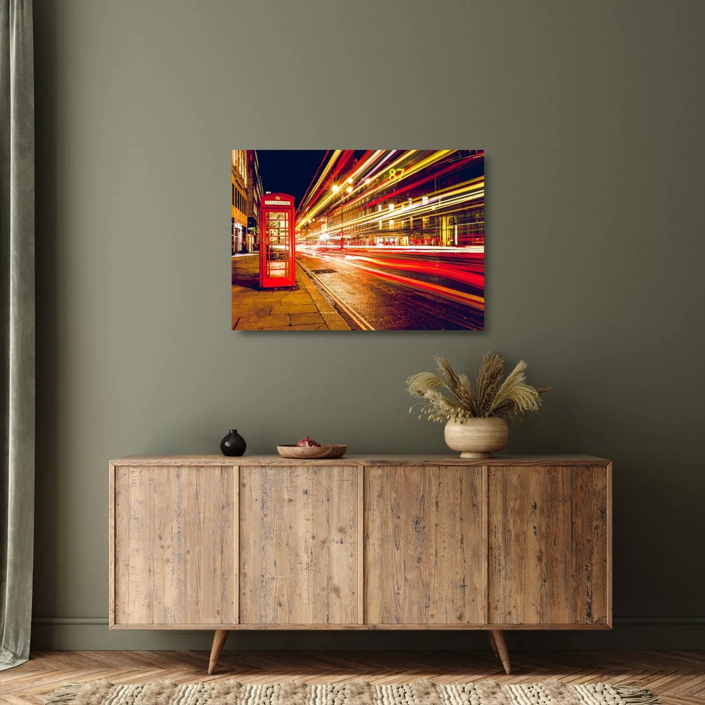 Kép - piros telefonfülke (üvegen) (70x50 cm)