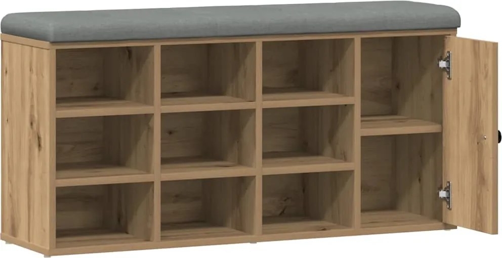 vidaXL kézműves tölgy szerelt fa cipőtároló pad 102x32x50 cm