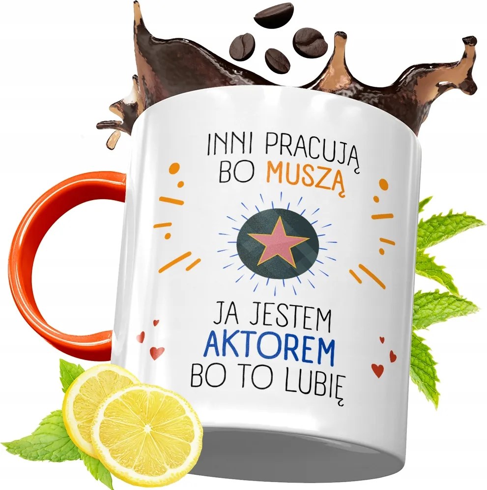 Narancssárga Bögre Színésznek Ajándék fényképes nyomtatással