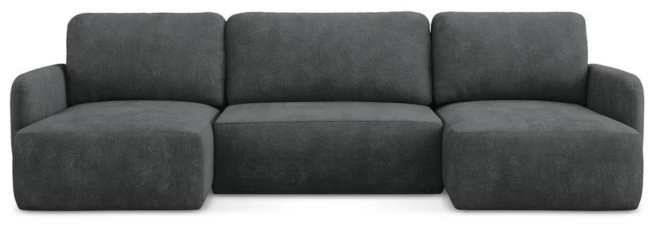 Sötétszürke zsenília kinyitható-tárolóhelyes sarokkanapé (U alakú) Lilo – Makamii