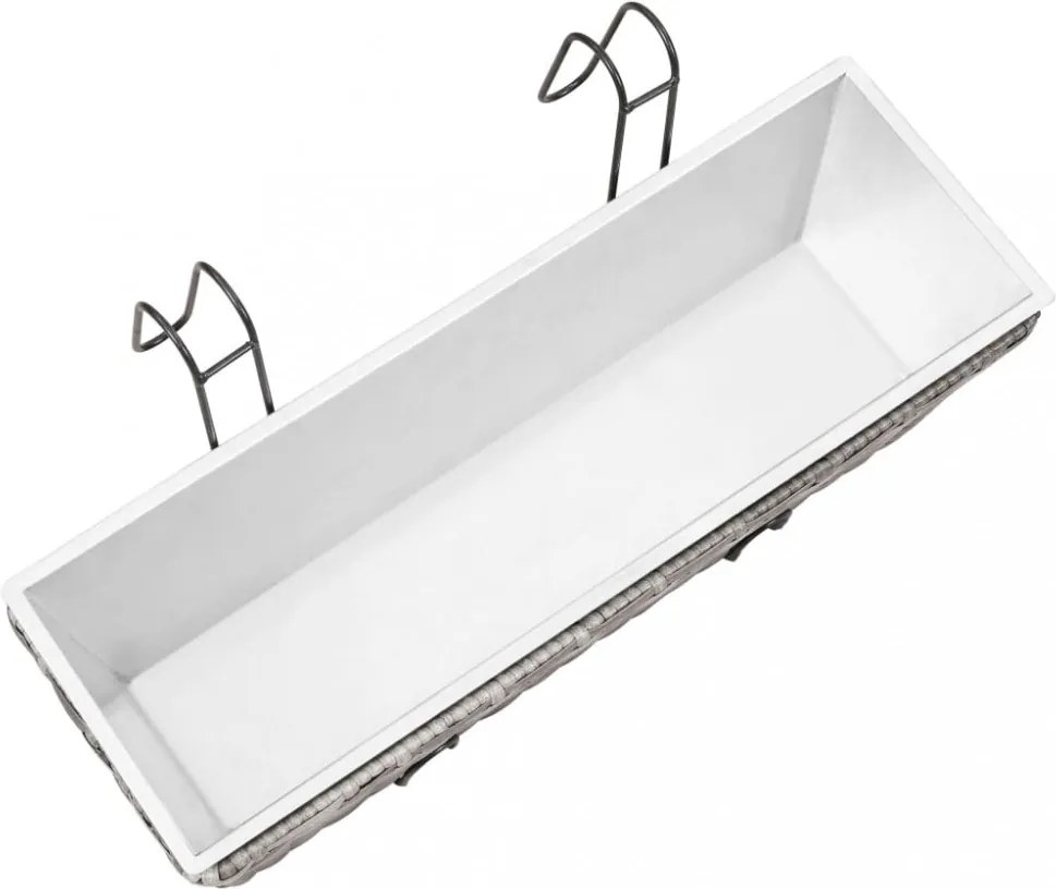 2 db szürke polyrattan erkély virágtartó 50 cm