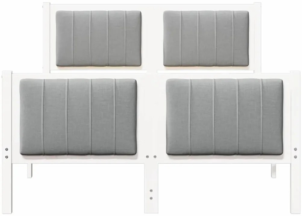 Ágykeret Fehér és világosszürke 120 x 200 cm Tömör fenyőfa