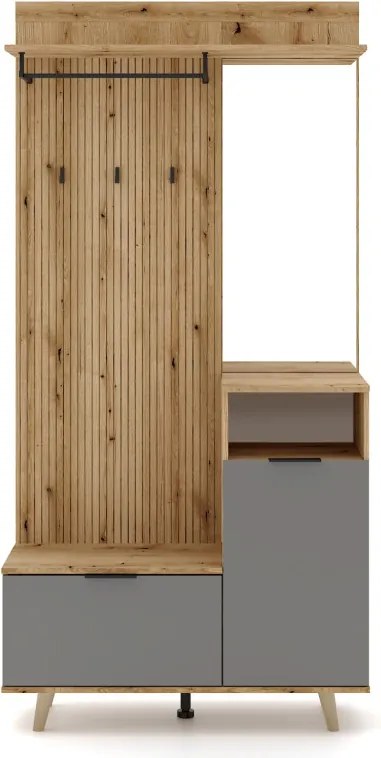 Előszoba bútor szett Evoke tölgy / tablila / grafit színkombinációban – NORDIC C