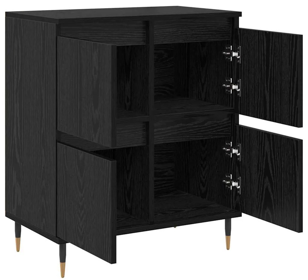 Oldalszekrények 3 pcs Musta tammi 180 x 35 x 70 cm Faanyag