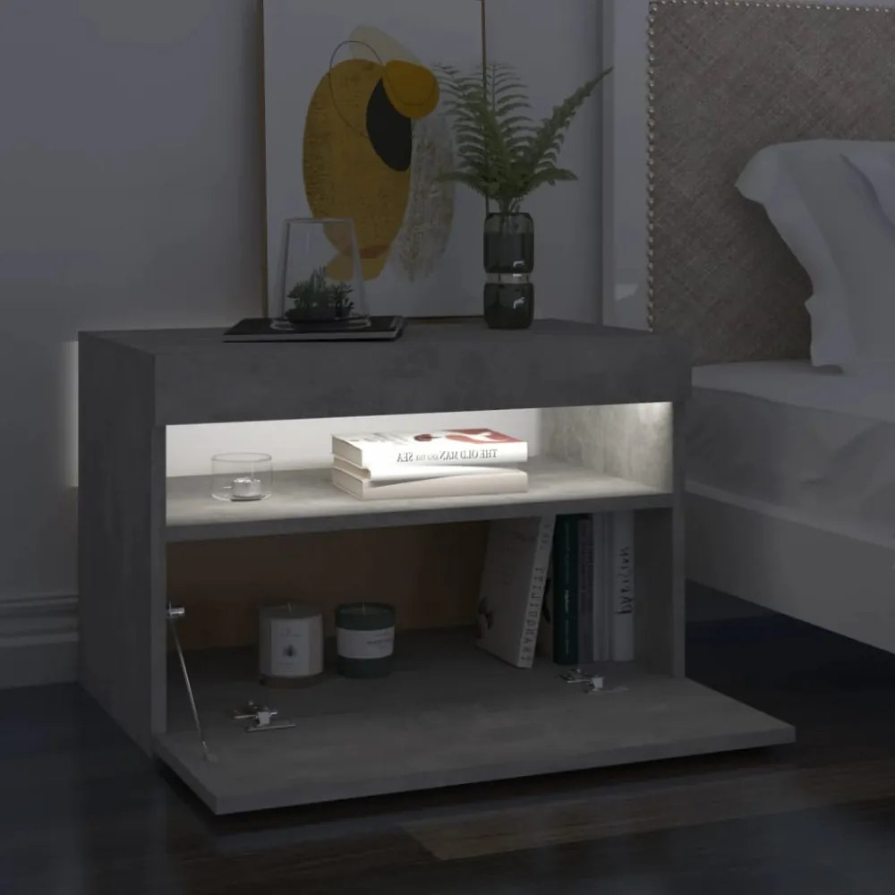betonszürke TV-szekrény LED-lámpákkal 60 x 35 x 40 cm