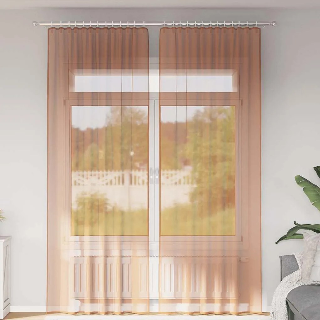 2 db terrakotta fátyolfüggönyök hurokkal 140x260 cm