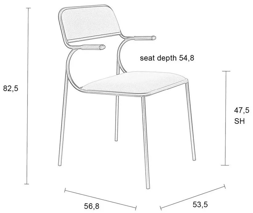 Fekete étkezőszék szett 2 db-os Alba – Zuiver