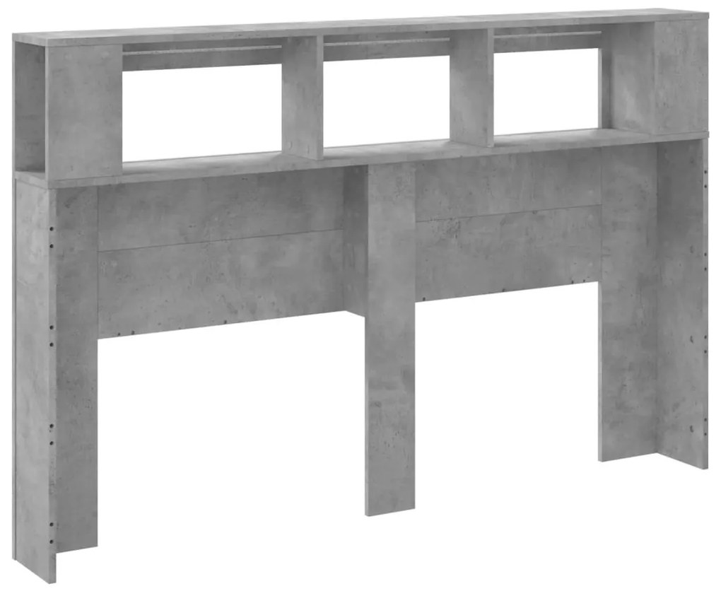 betonszürke szerelt fa LED-es fejtámla 160x18,5x103,5 cm
