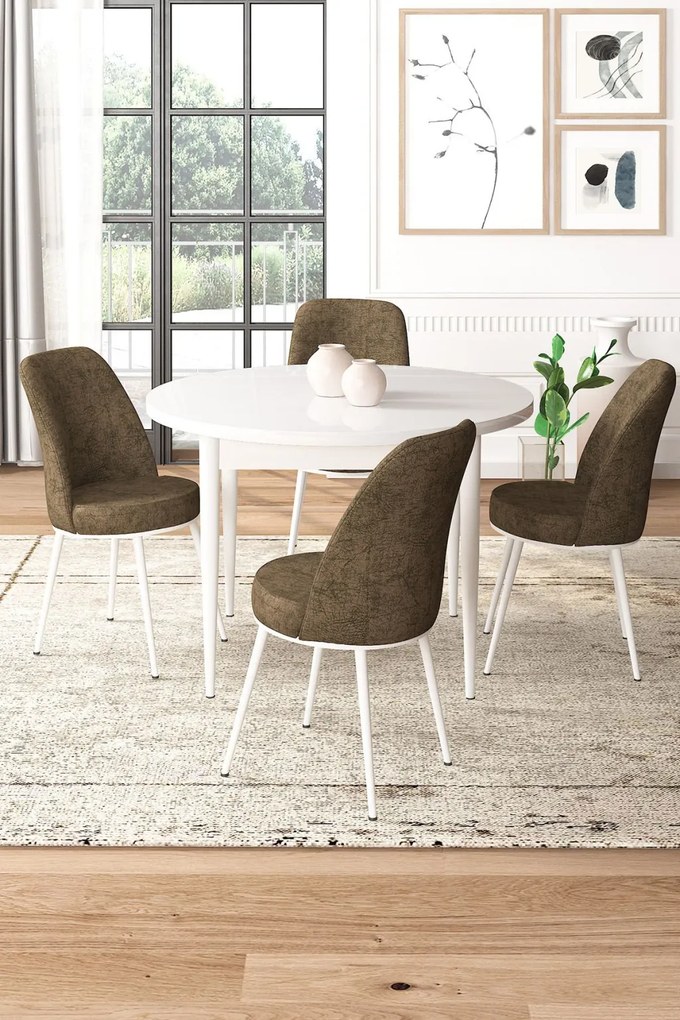 Tor étkezőgarnitúra, fehér-barna, 90 cm