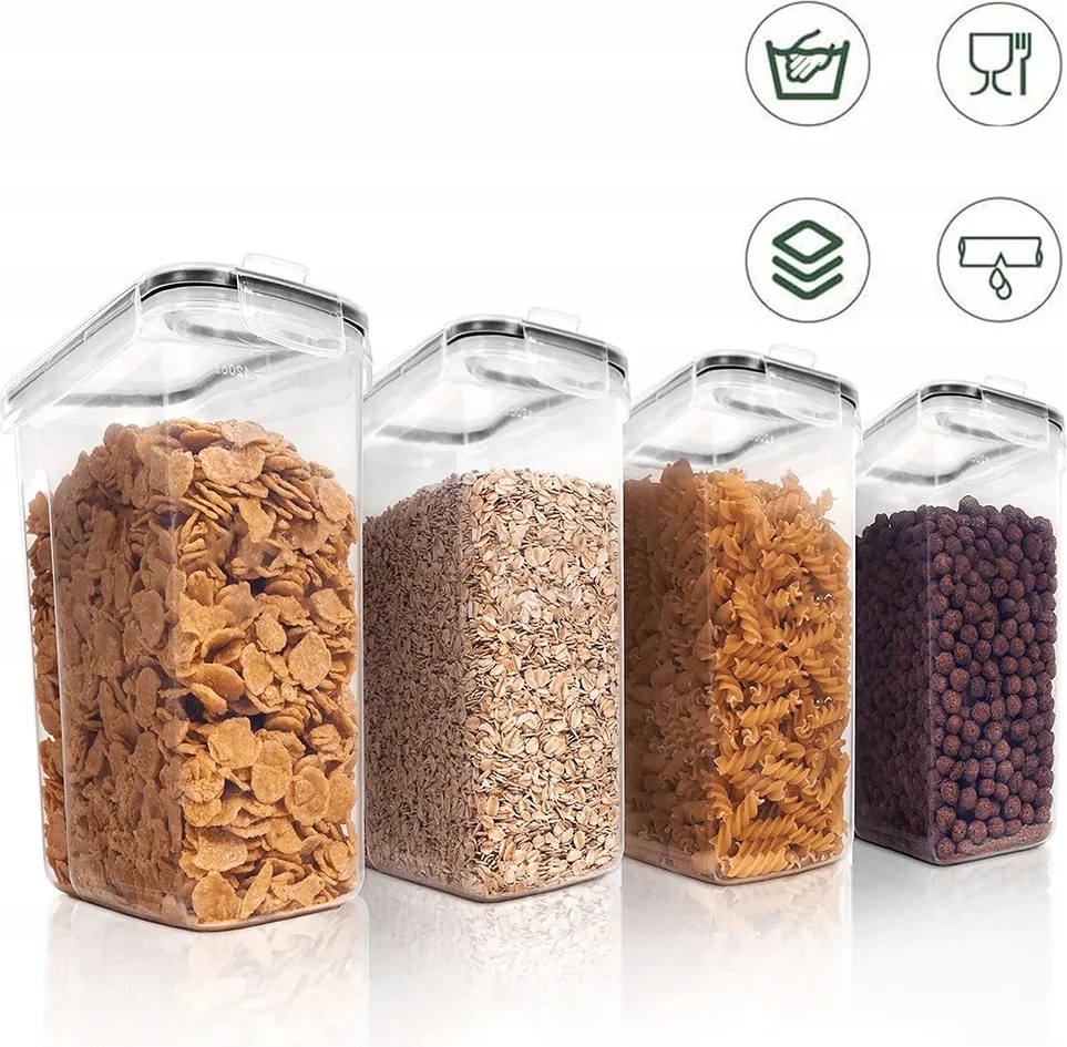 Élelmiszer Tartályok Nagy Légmentesen Záródó 4db 4 Liter Címkék És Mérőpoharak Ingyenes