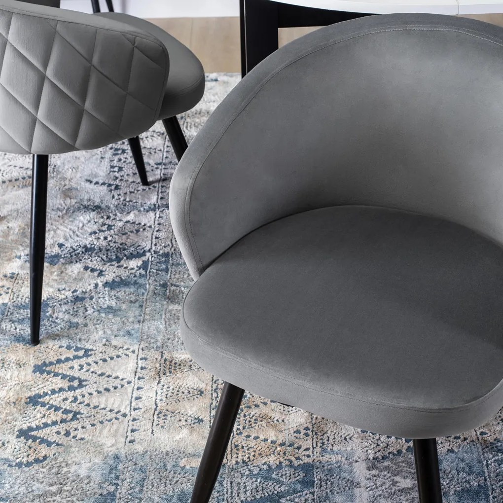 Étkezőgarnitúra 4 db. Székkel. Bővíthető asztal HARRY 102-142 cm + 4 db. Szürke bársony étkezőszék. ADELE