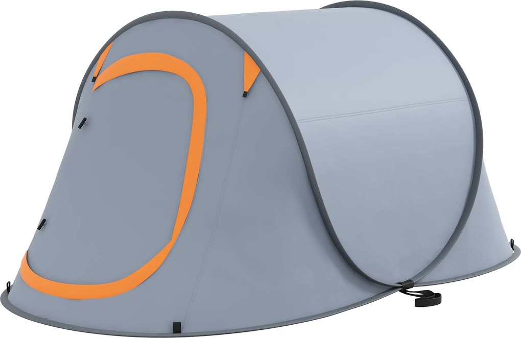 Outsunny Pop-Up Sátor 2-3 Főnek - Vízálló, Hordozható, Összecsukható, Ablakkal és Ajtóval, Horgászathoz és Túrázáshoz - 245x148x105 cm Szürke | Aosom