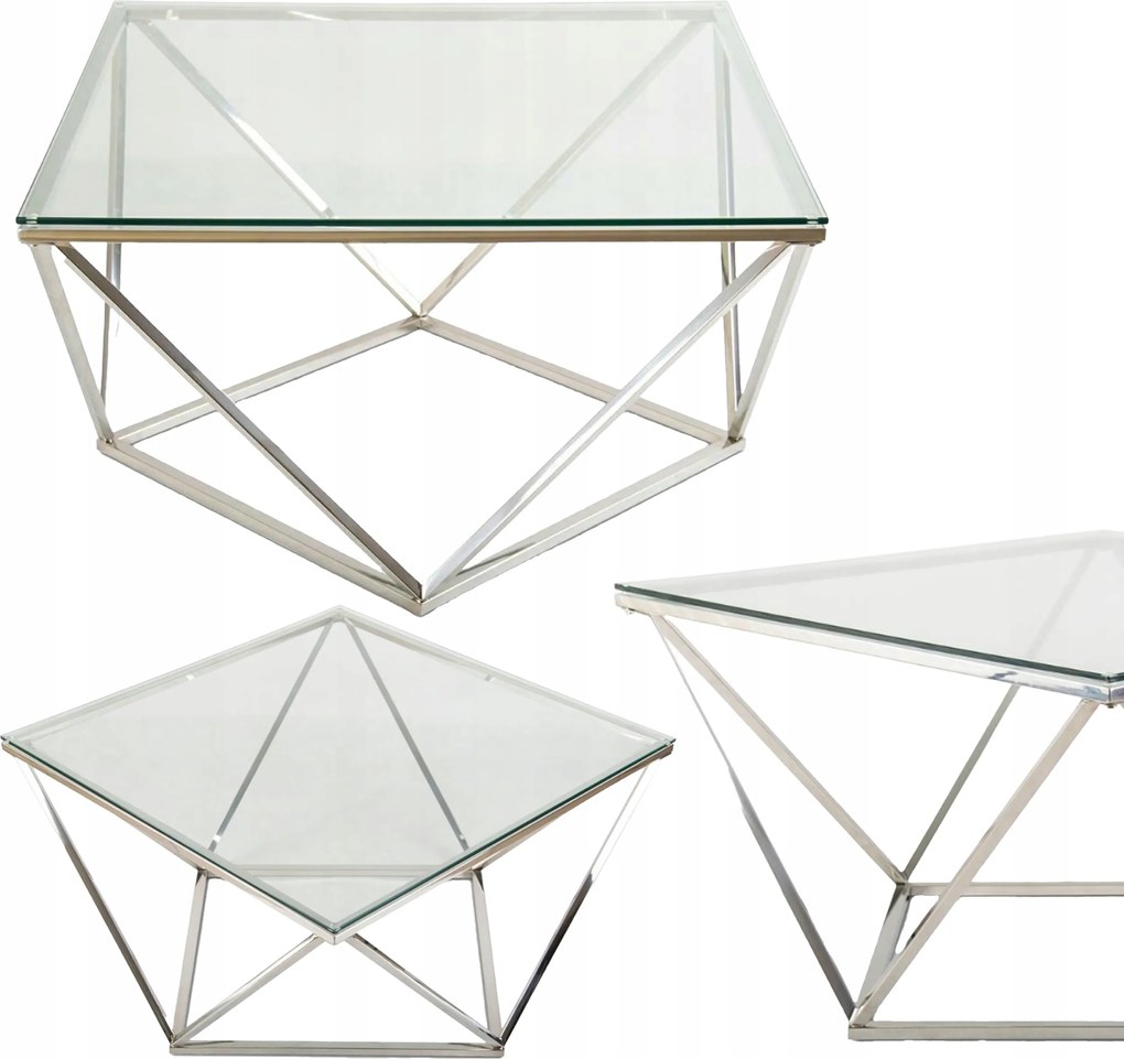 Dohányzóasztal glamour Diamanta Silver pad ezüst