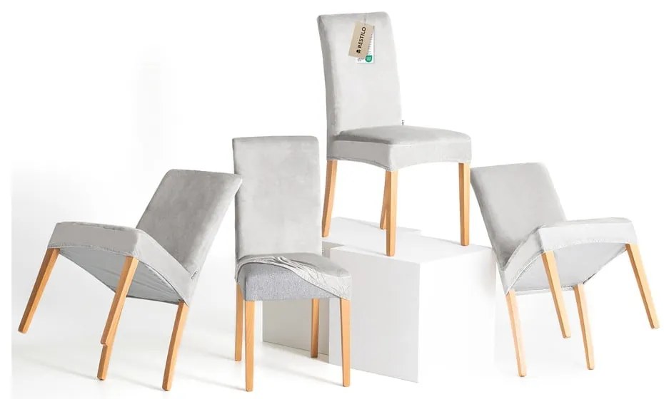 Világosszürke gumis szék huzat szett 4 db-os 48 cm Sento – Restilo