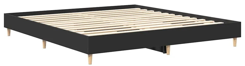 fekete szerelt fa ágykeret matrac nélkül 200 x 200 cm