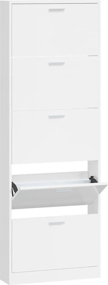 vidaXL magasfényű fehér szerelt fa cipőszekrény 59 x 17 x 169 cm