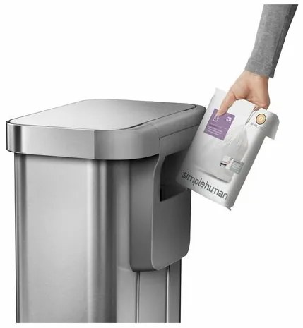Simplehuman pedálos szemetes 55 l, ezüst, 55 l