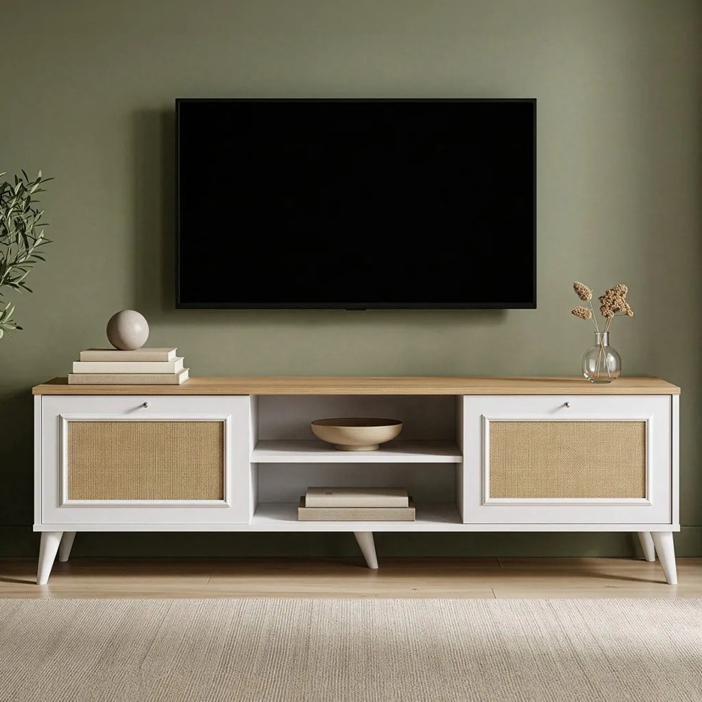 Mount TV-állvány, fehér-tölgy, 180 cm