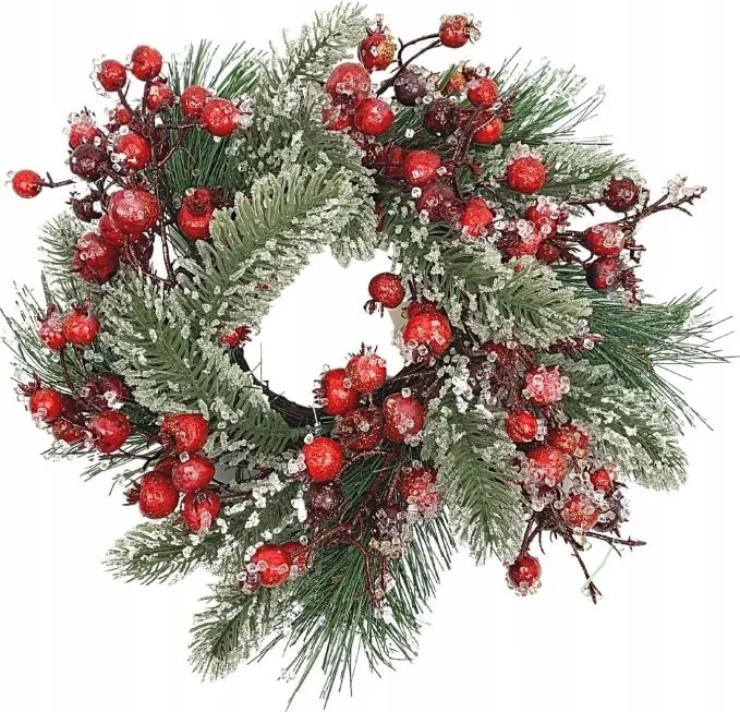 Karácsonyi koszorú 30 cm csipkebogyóval
