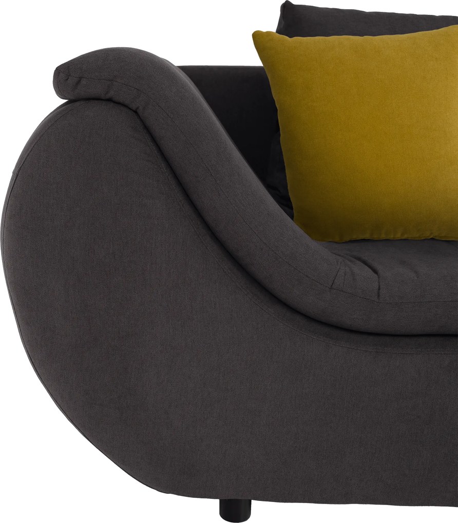 Ülőgarnitúra, szürkésbarna/sárga, szövet, jobbos, BRATO