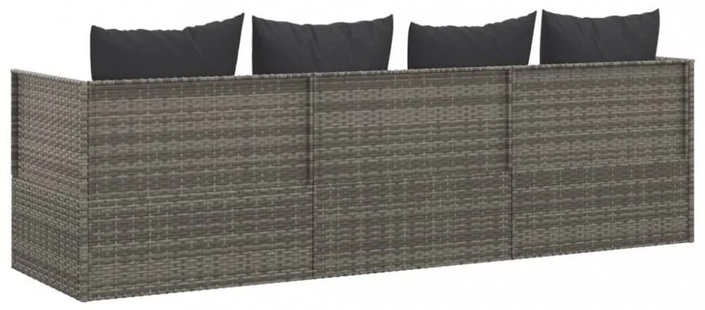 szürke polyrattan kültéri társalgókanapé párnákkal