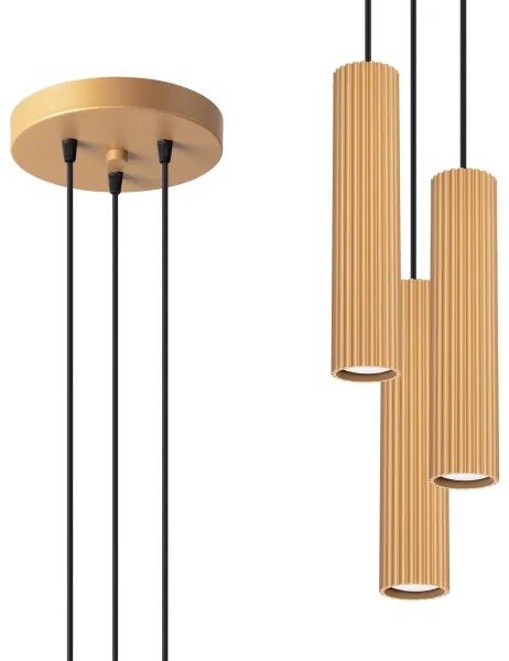 Sollux SL.1557 - Csillár zsinóron KARBON 3xGU10/10W/230V arany