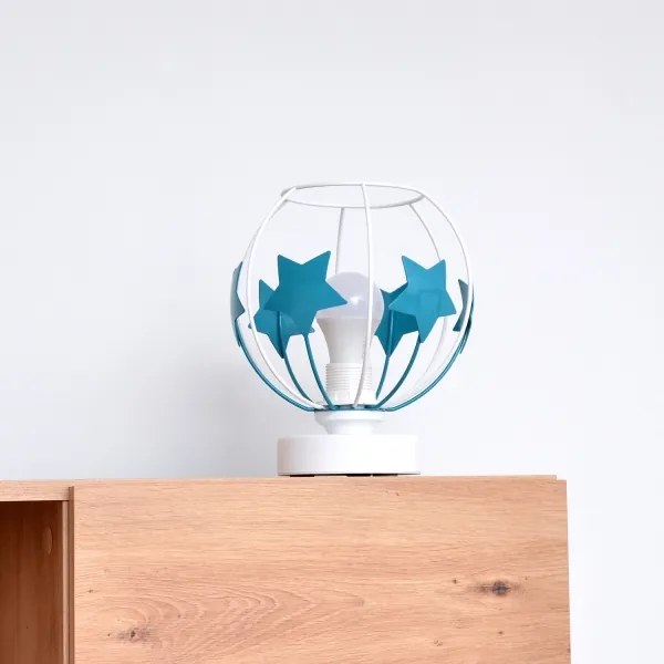Gyerek asztali lámpa STARS 1xE27/15W/230V türkiz/fehér
